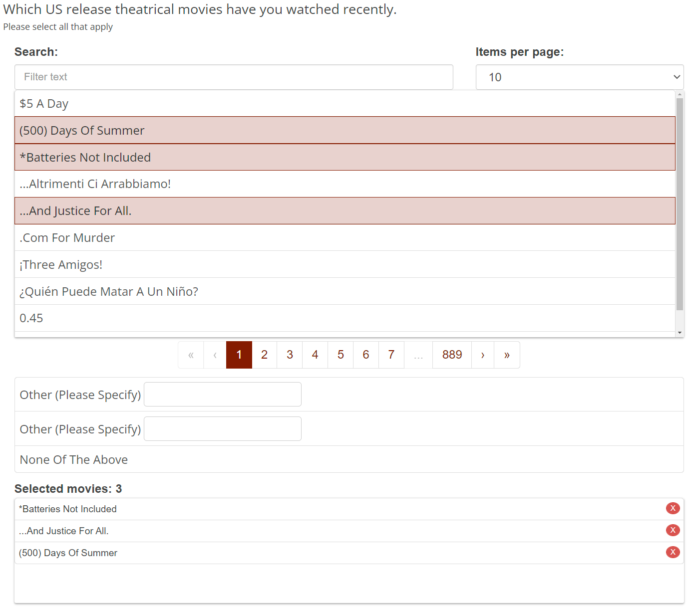 Searchable List